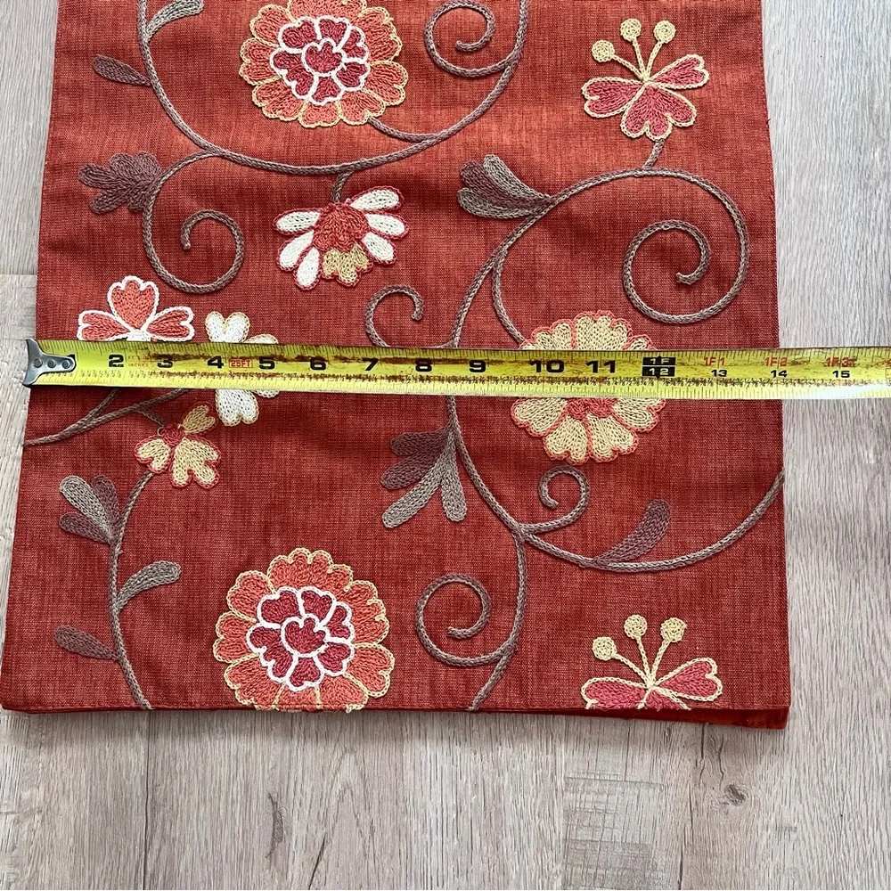 Inspired Treasures Coral Embroidered Flowers Table Runner 14” X‎ 88”